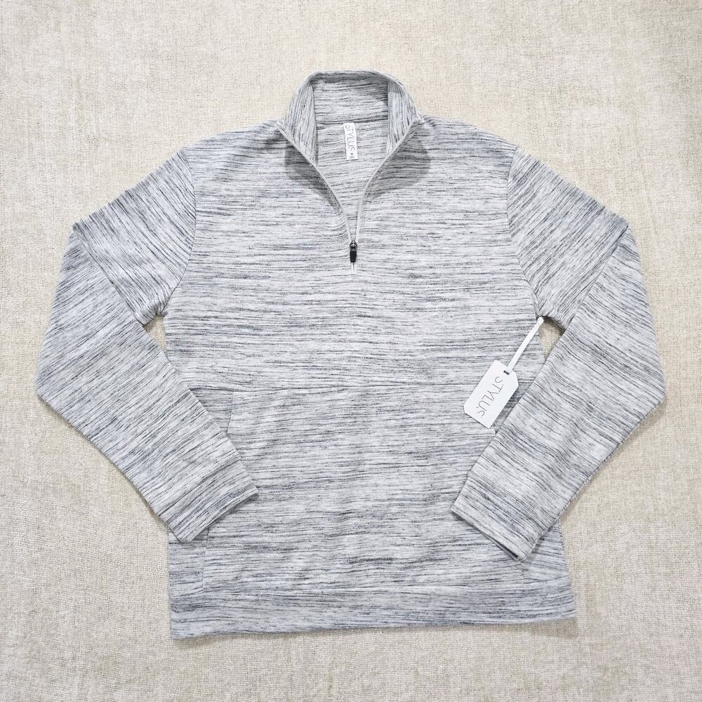 STYLUS Sweatshirt Men's M Heathered Black Quarter Zip Pullover Long Sleeve
